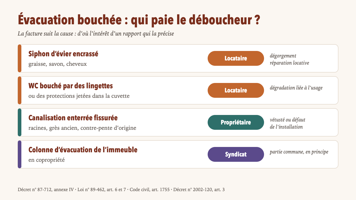 Évier ou WC bouché dans un logement loué à Toulouse : qui paie le déboucheur ?